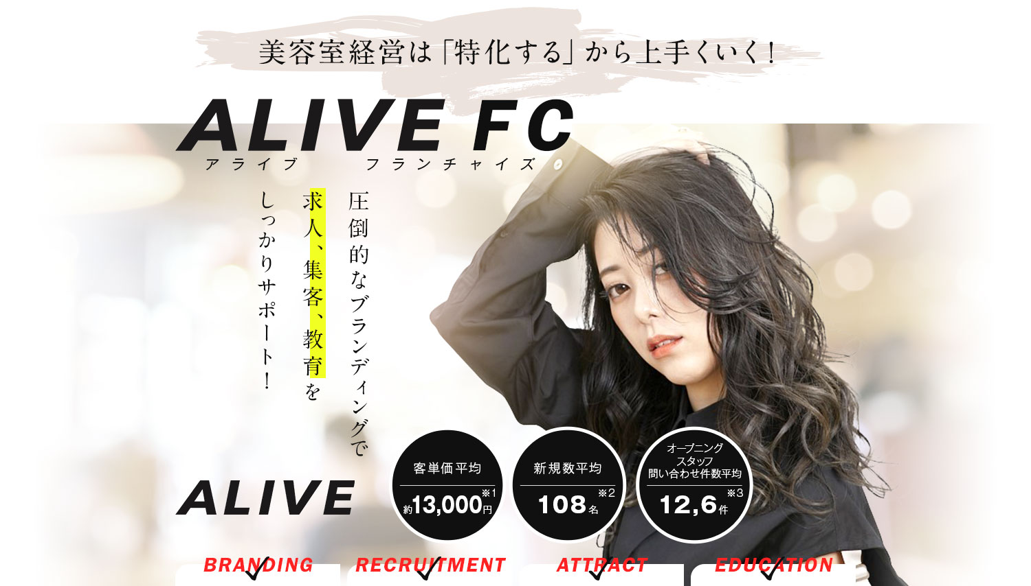 ALIVE FC -アライブ フランチャイズ-　美容室経営は「特化する」から上手くいく
